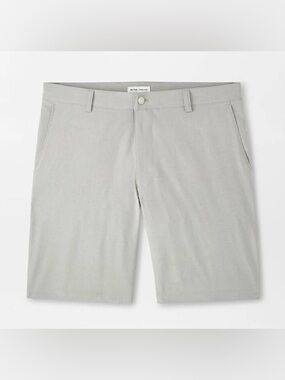 Peter Millar British Gray Shackleford Performance Hybrid Shorts Golf Flat Front